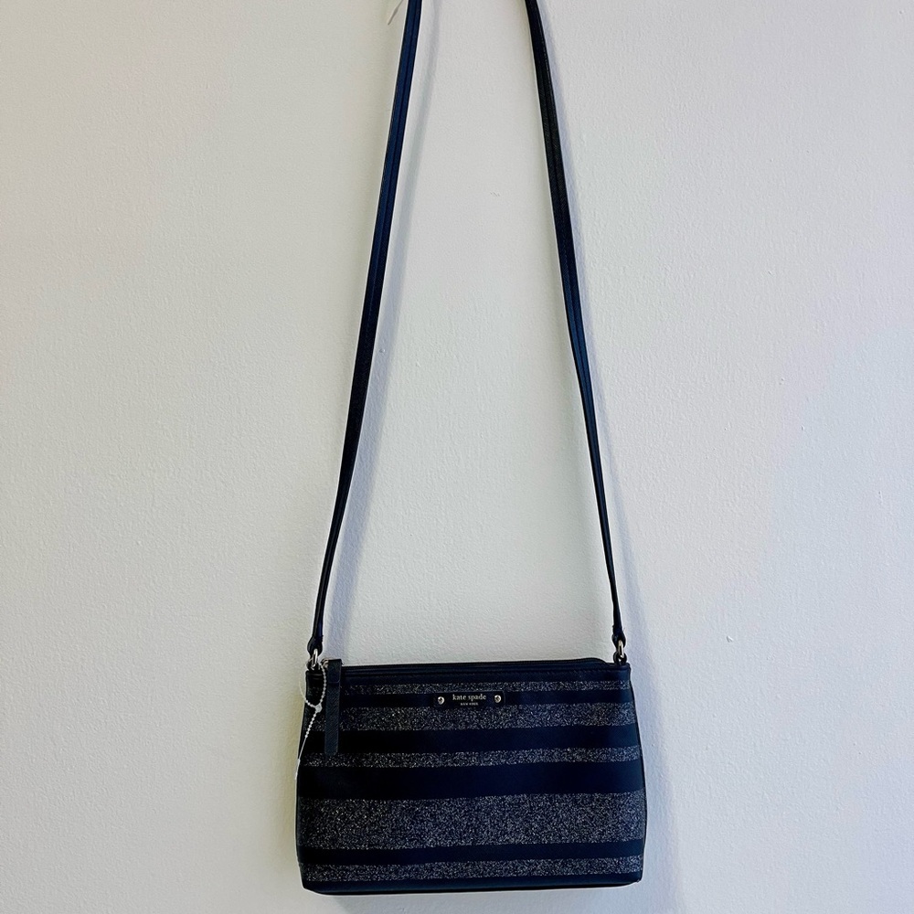 Kate Spade Black and Gray Striped Women's Bag Should Crossbody